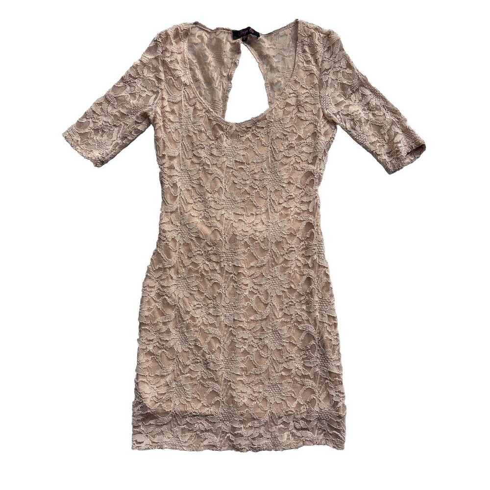 Elegant Lace Mini Dress Womens SZ M Open Back Date Night Prom Special Occasion